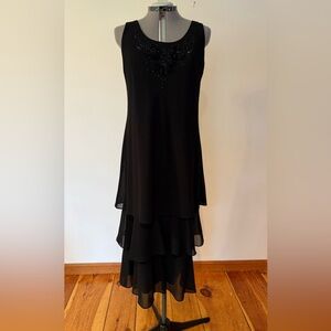 R&M Richards Black Layered Maxi Dress with Matching Sheer Jacket